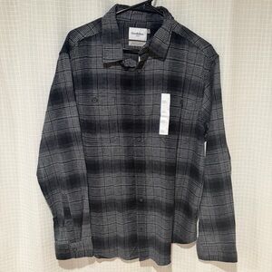 Goodfellow & Co Men’s Black and Gray Plaid Button-Down Shirt